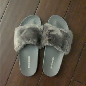 Steve Madden fur slides